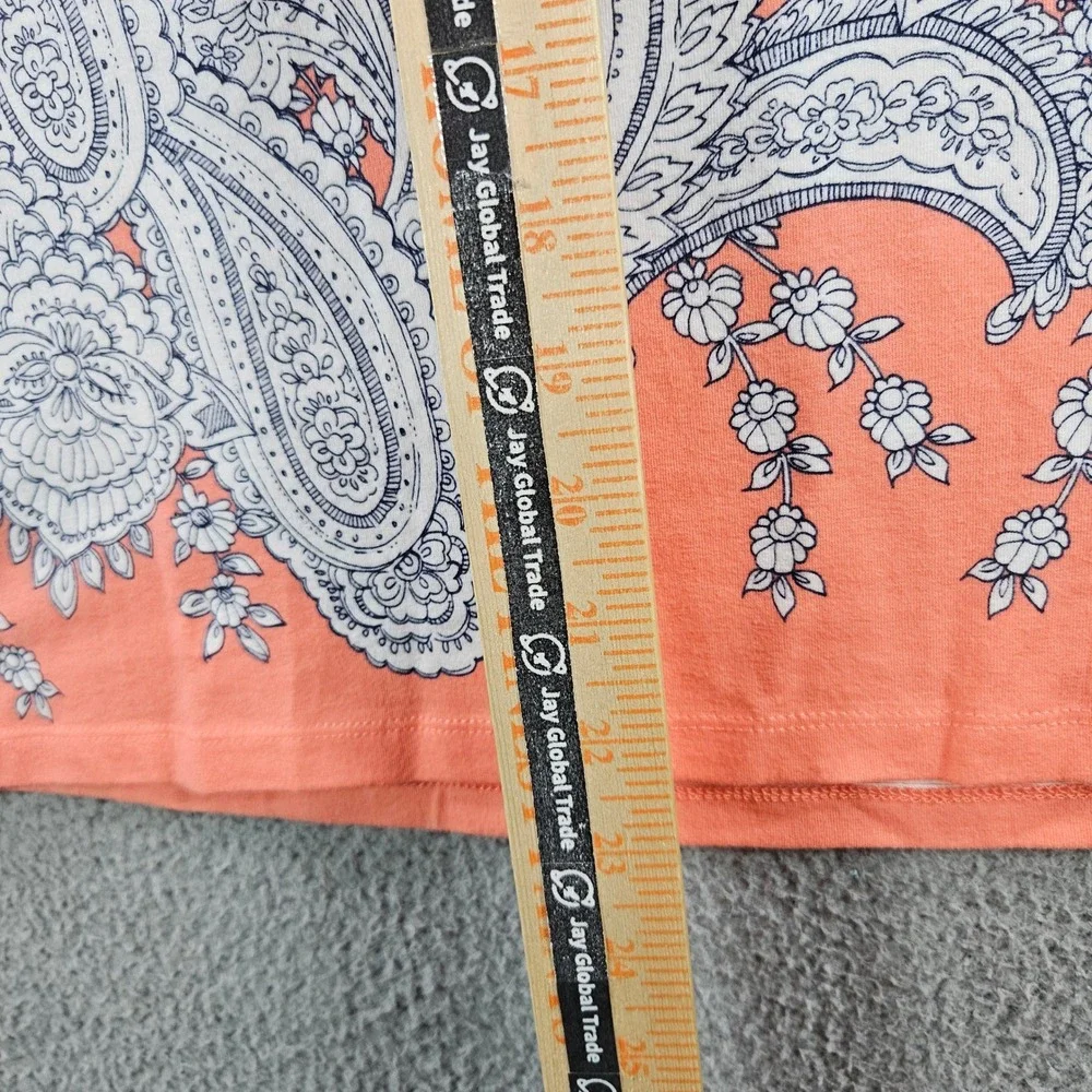 Talbots Womens Size S Pink Paisley 3/4 Sleeve Cotton Spandex Tee Shirt - Picture 7 of 8